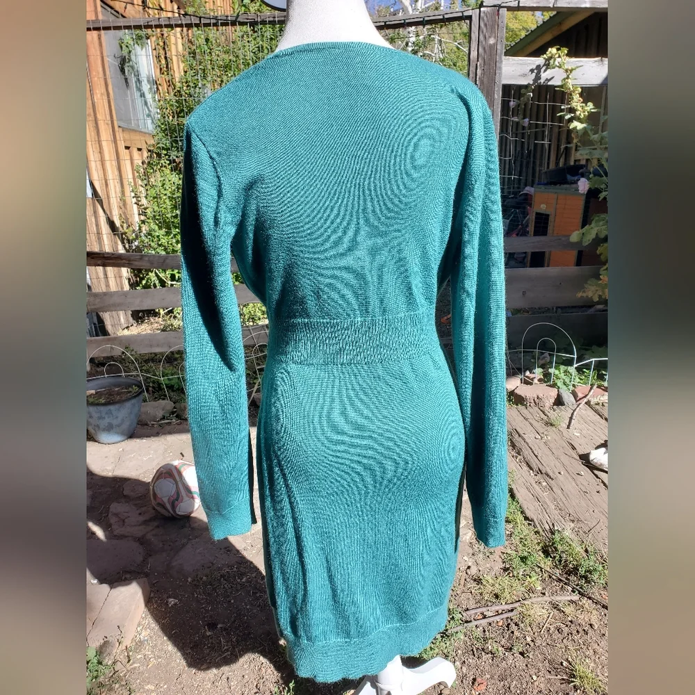 LOFT Teal Long Sleeve Dress - Picture 4 of 6